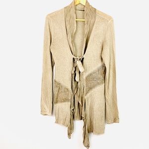 MM&I Beige Cardigan with Sequins and Tie